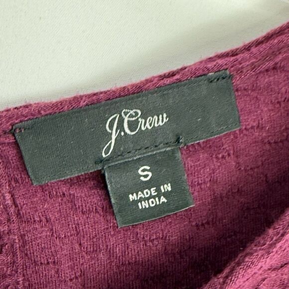 J.CREW Burgundy Ruffle Trim Honeycomb Knit Blouse Top Shirt Small - Picture 6 of 16